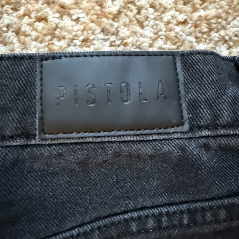 Pistola Size 29 Womens Jeans Black Wide Leg High Rise button fly distressed knee - Picture 5 of 6